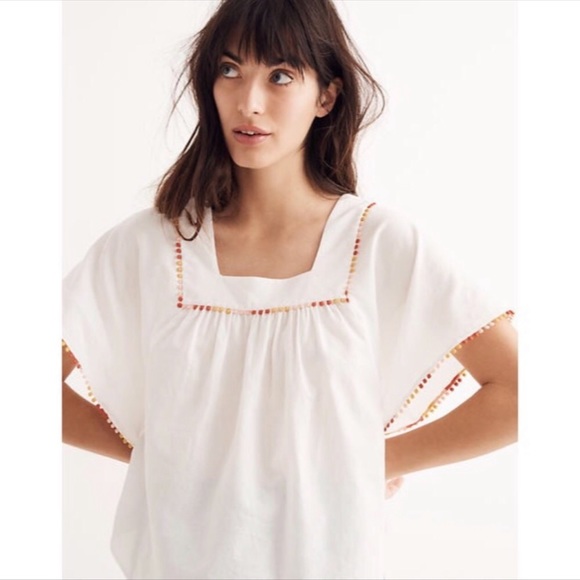 Madewell White Top with Orange Accents - Picture 1 of 15